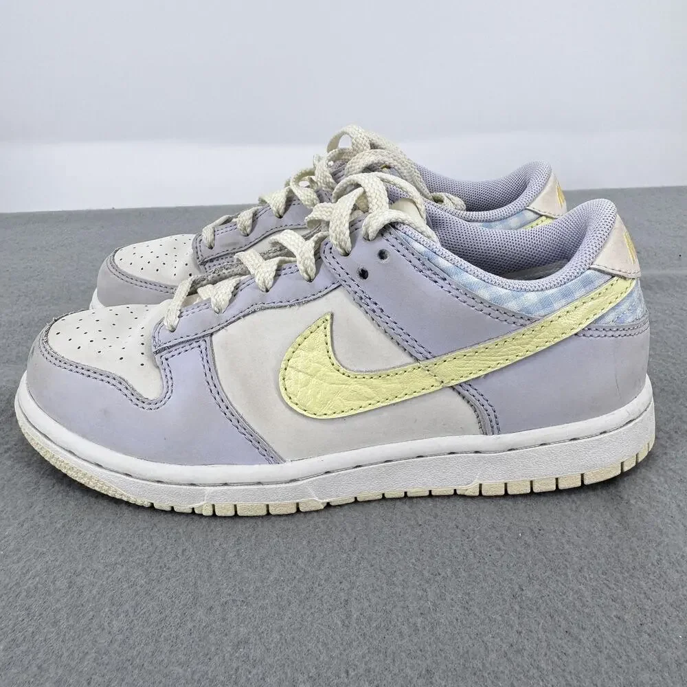 Nike Dunk Low Shoes Youth 1.5 Y Pastel Purple Yellow Gingham Sneakers FJ4642-536